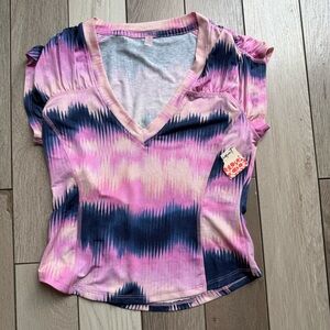 Stylish V-Neck Tie-Dye Blouse